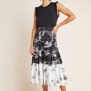 NWT Anthropologie Eva Franco Paola Flounced Midi Skirt Size 6